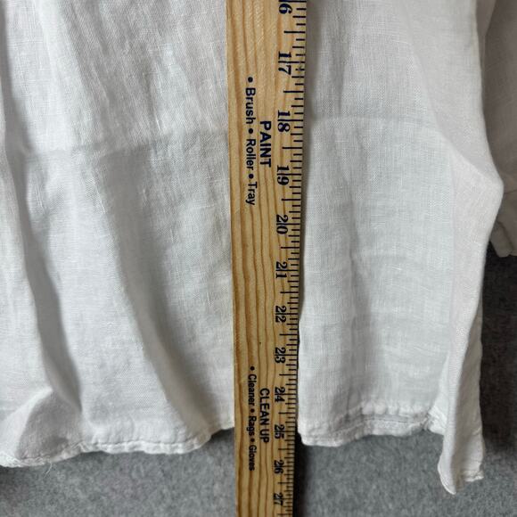 Laura Bianchi White Linen Top Women’s Medium Made in Italy Lagenlook Artsy Boho - Picture 7 of 9